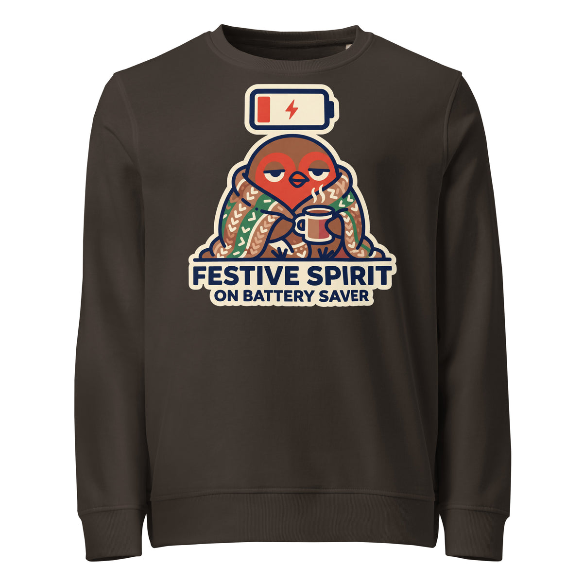 Festive Spirit On Battery Saver Christmas Mid-Weight Sweatshirt - Ricki Robin