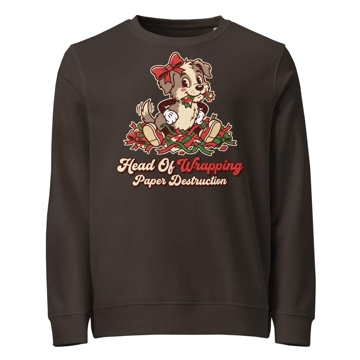 Head Of Wrapping Paper Destruction Christmas Mid-Weight Sweatshirt - Ricki Robin