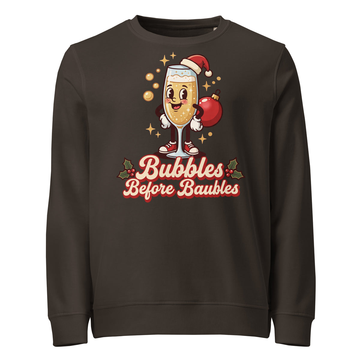 Bubbles Before Baubles Christmas Mid-Weight Sweatshirt - Ricki Robin