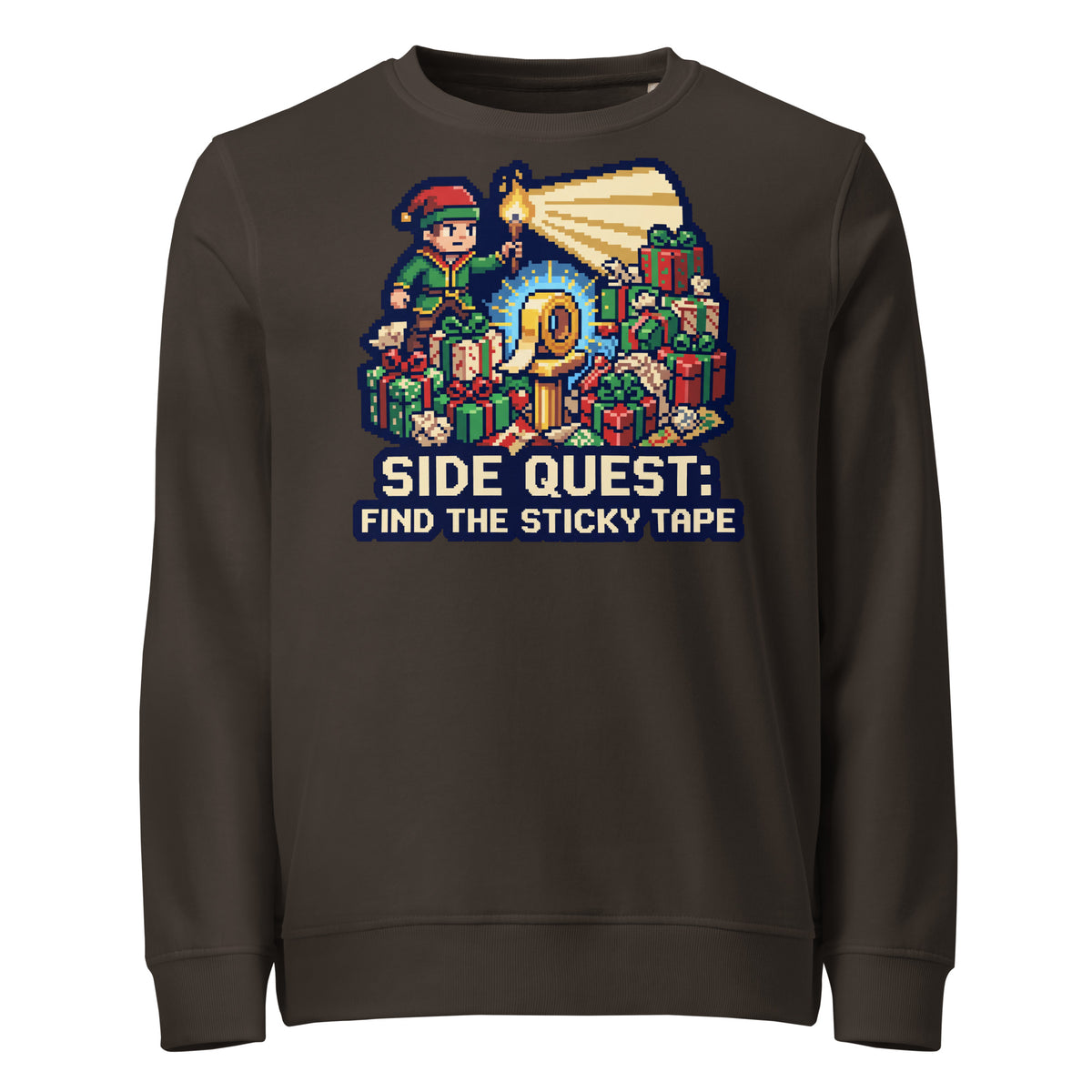 Side Quest: Find The Sticky Tape Christmas Mid-Weight Sweatshirt - Ricki Robin