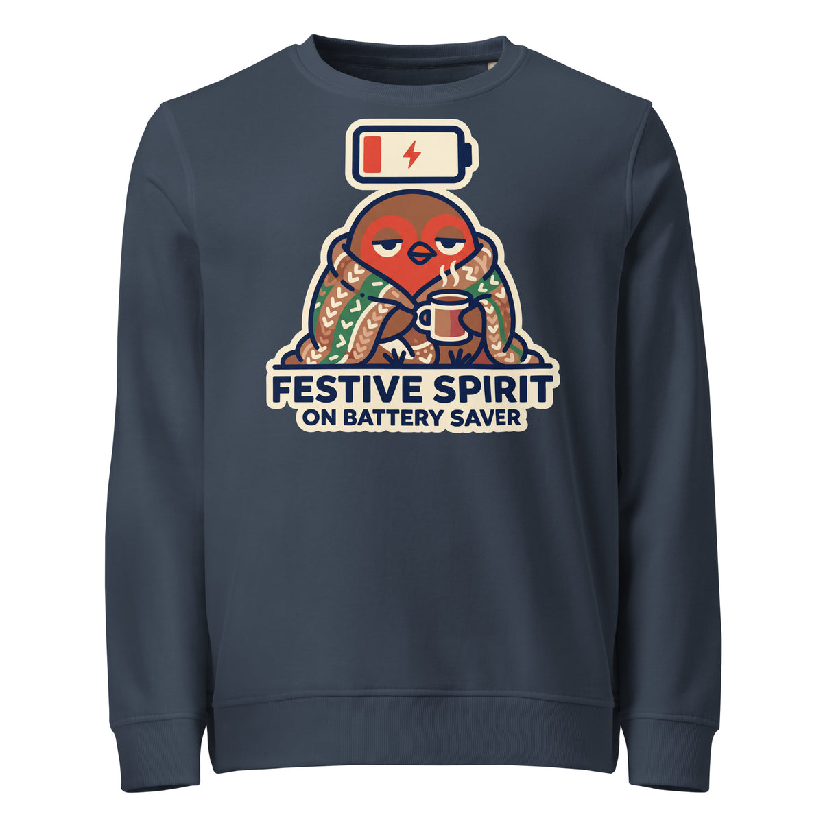 Festive Spirit On Battery Saver Christmas Mid-Weight Sweatshirt - Ricki Robin