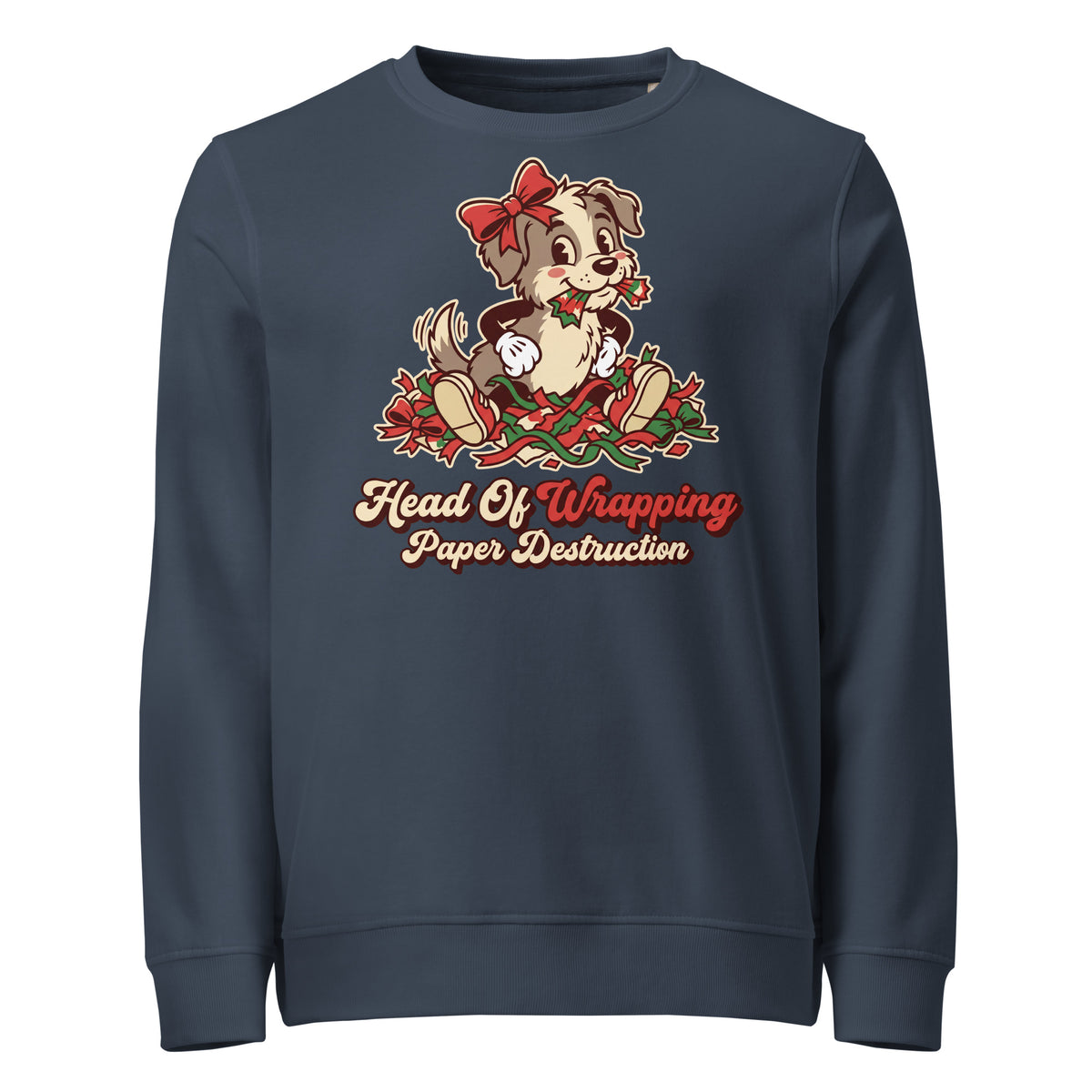 Head Of Wrapping Paper Destruction Christmas Mid-Weight Sweatshirt - Ricki Robin