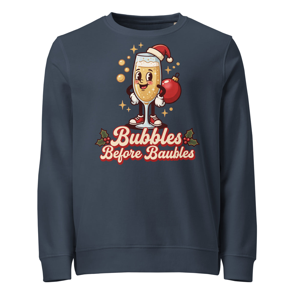 Bubbles Before Baubles Christmas Mid-Weight Sweatshirt - Ricki Robin
