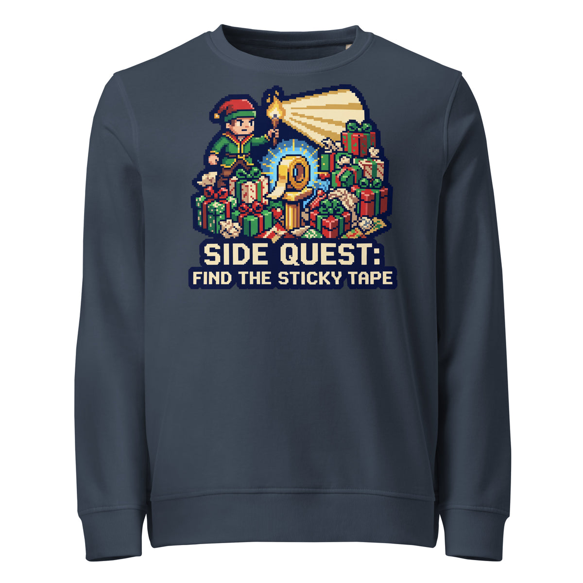 Side Quest: Find The Sticky Tape Christmas Mid-Weight Sweatshirt - Ricki Robin