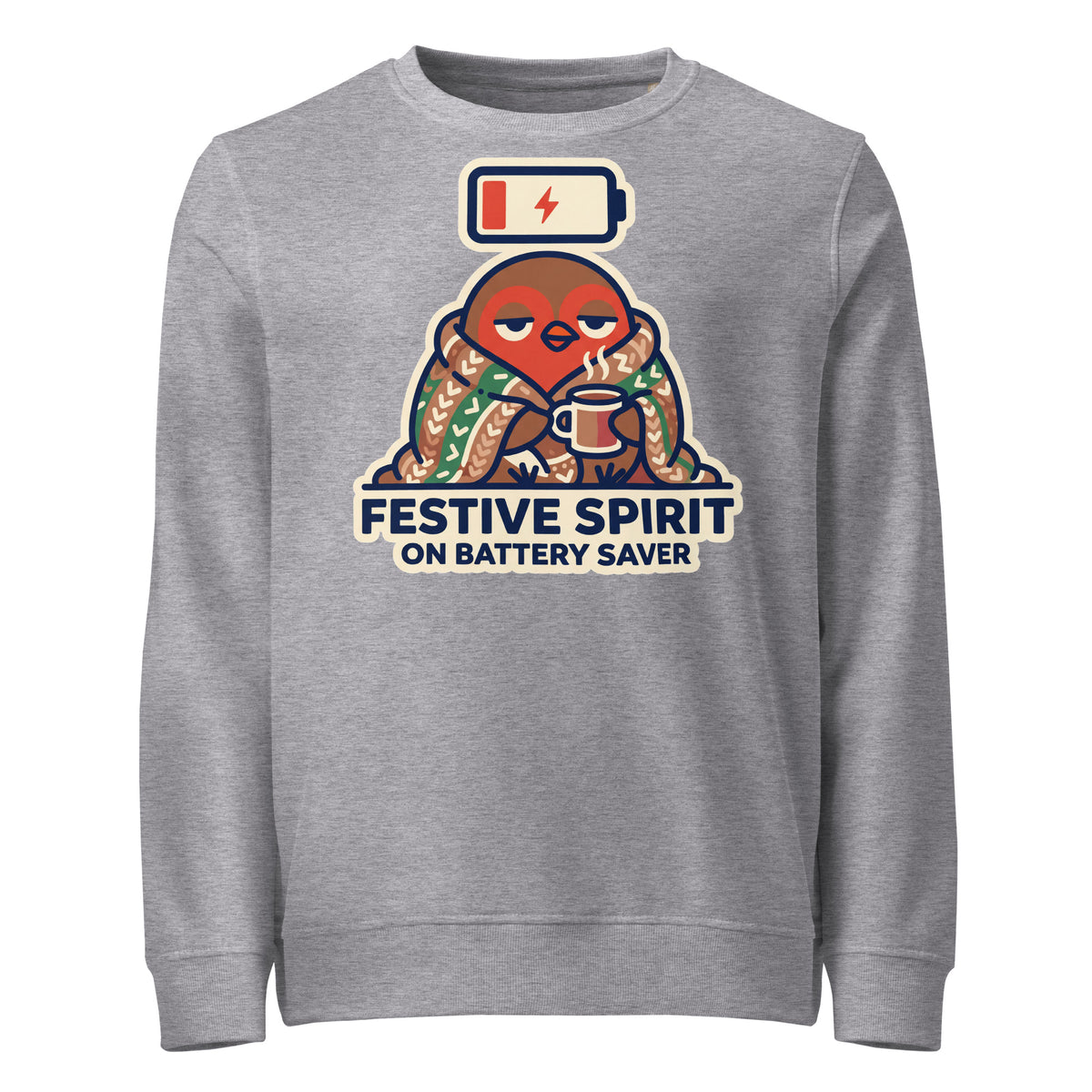 Festive Spirit On Battery Saver Christmas Mid-Weight Sweatshirt - Ricki Robin