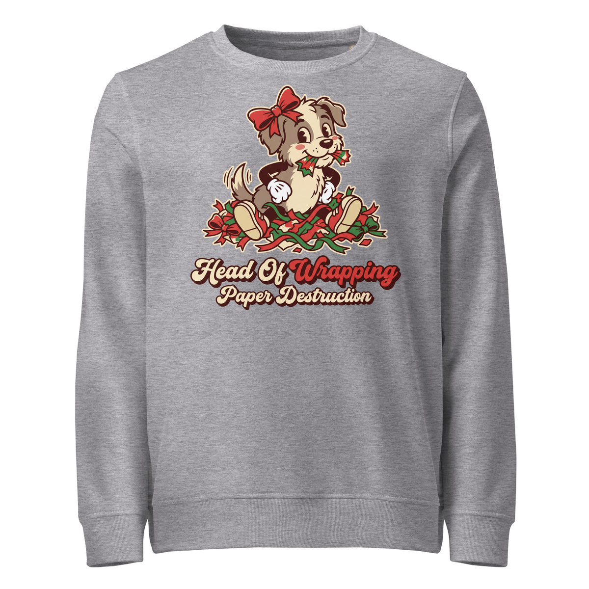 Head Of Wrapping Paper Destruction Christmas Mid-Weight Sweatshirt - Ricki Robin