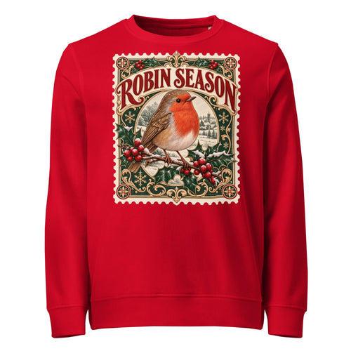Robin Season Stamp Christmas Mid-Weight Sweatshirt - Ricki Robin