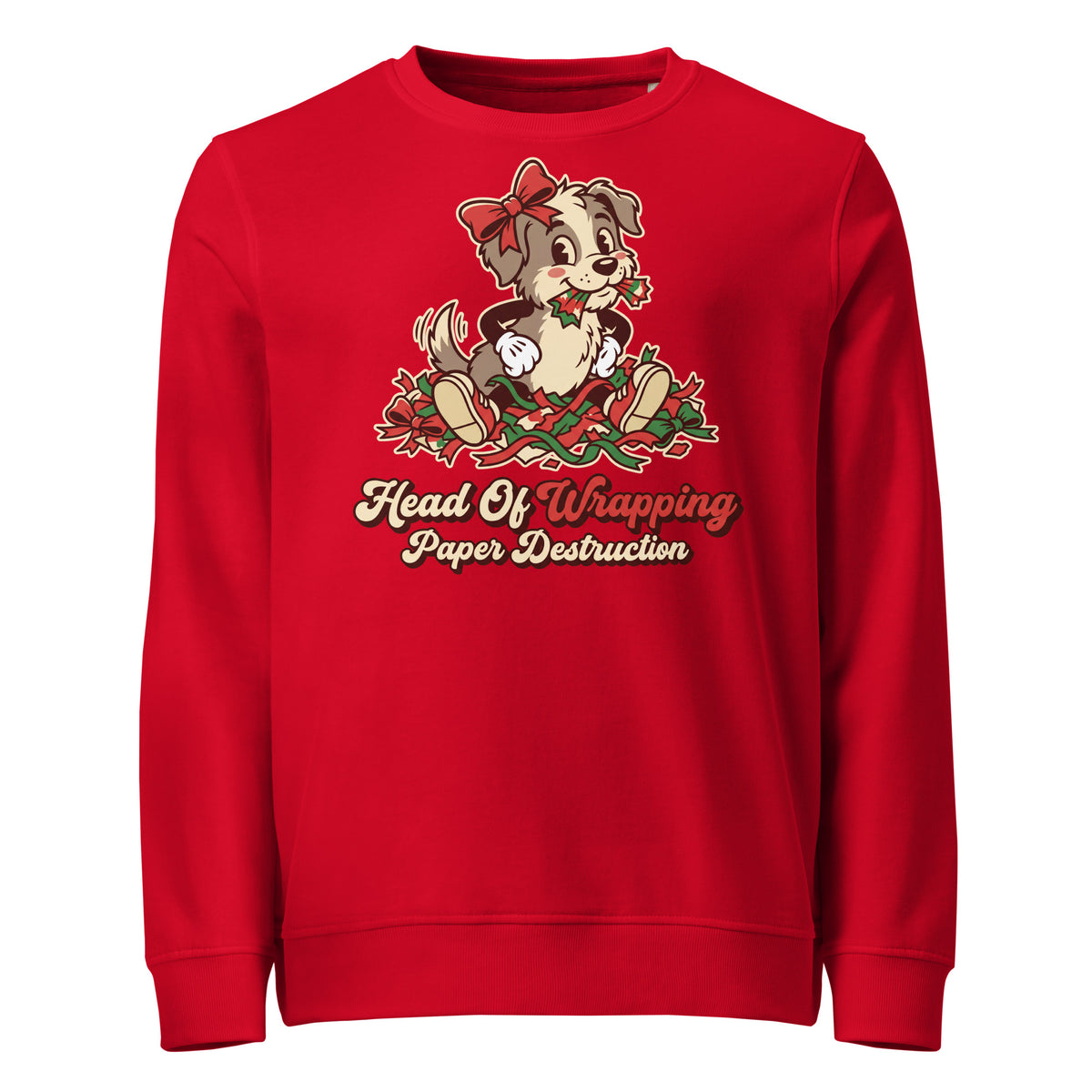Head Of Wrapping Paper Destruction Christmas Mid-Weight Sweatshirt - Ricki Robin