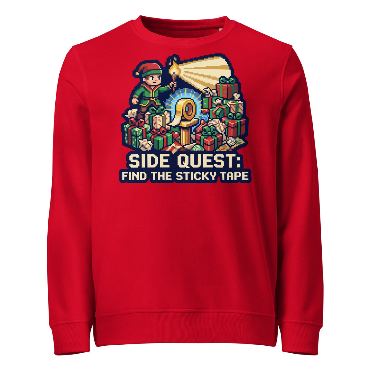 Side Quest: Find The Sticky Tape Christmas Mid-Weight Sweatshirt - Ricki Robin