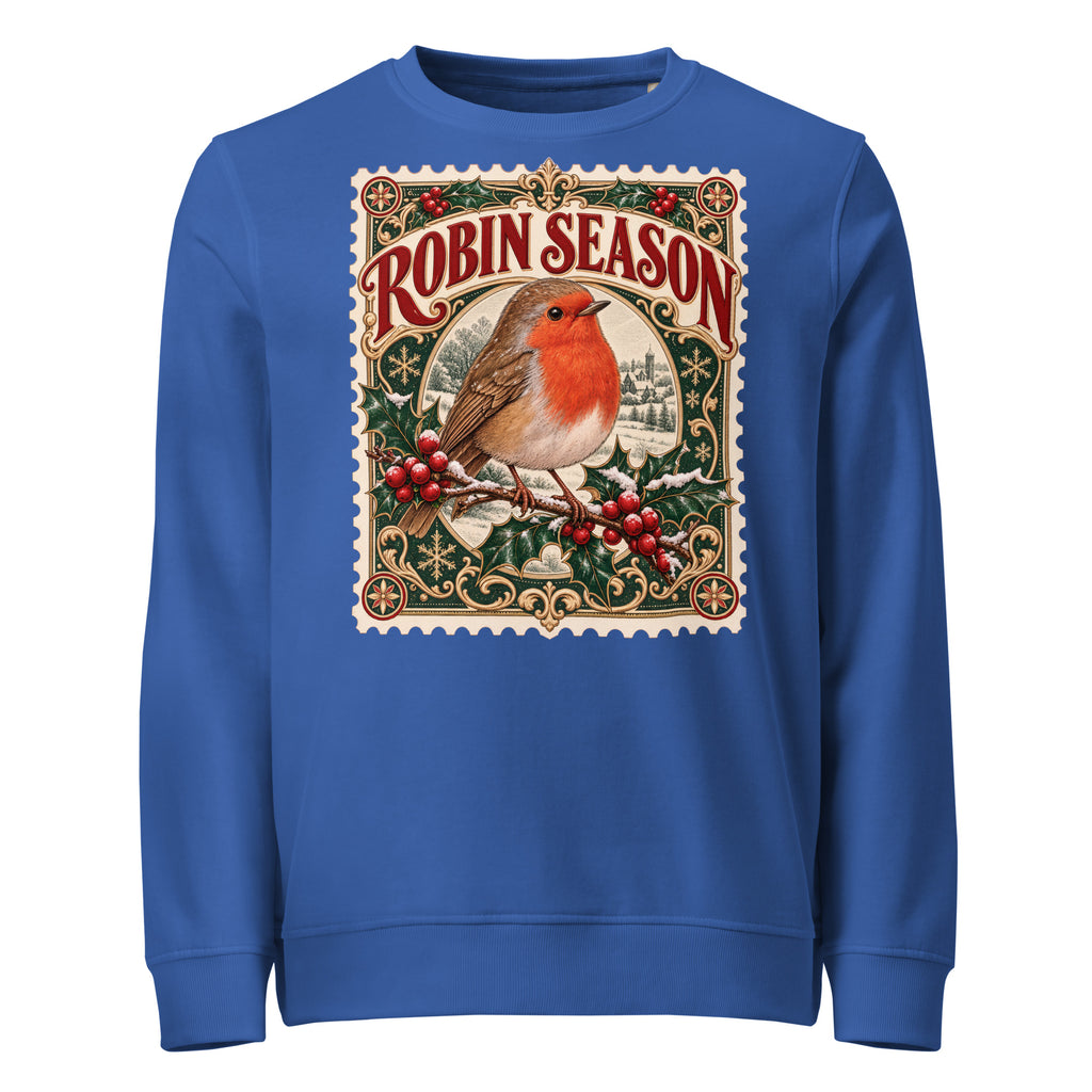 Robin Season Stamp Christmas Mid-Weight Sweatshirt - Ricki Robin