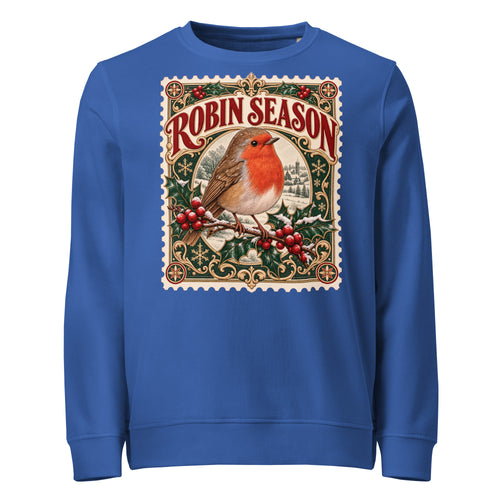 Robin Season Stamp Christmas Mid-Weight Sweatshirt - Ricki Robin