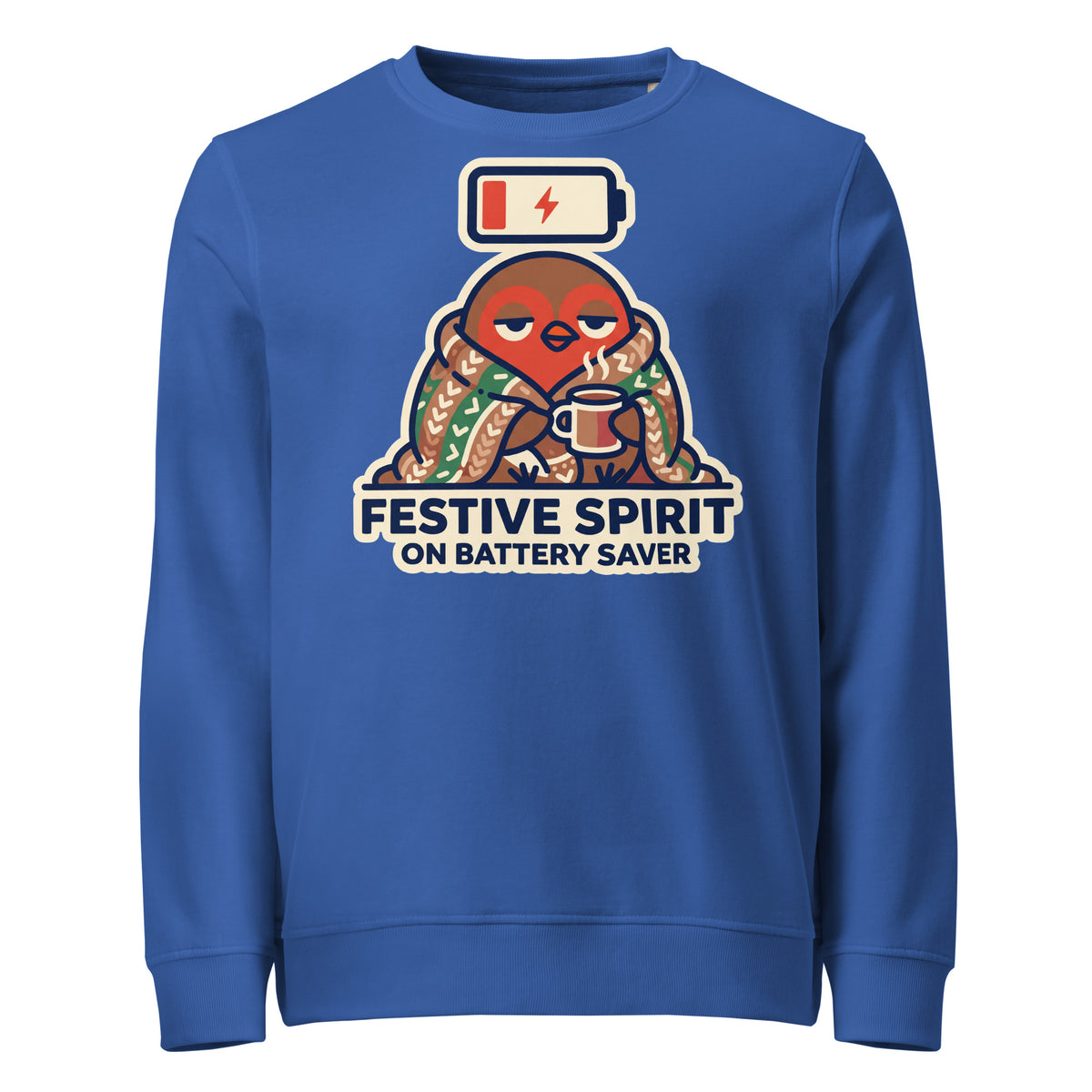 Festive Spirit On Battery Saver Christmas Mid-Weight Sweatshirt - Ricki Robin