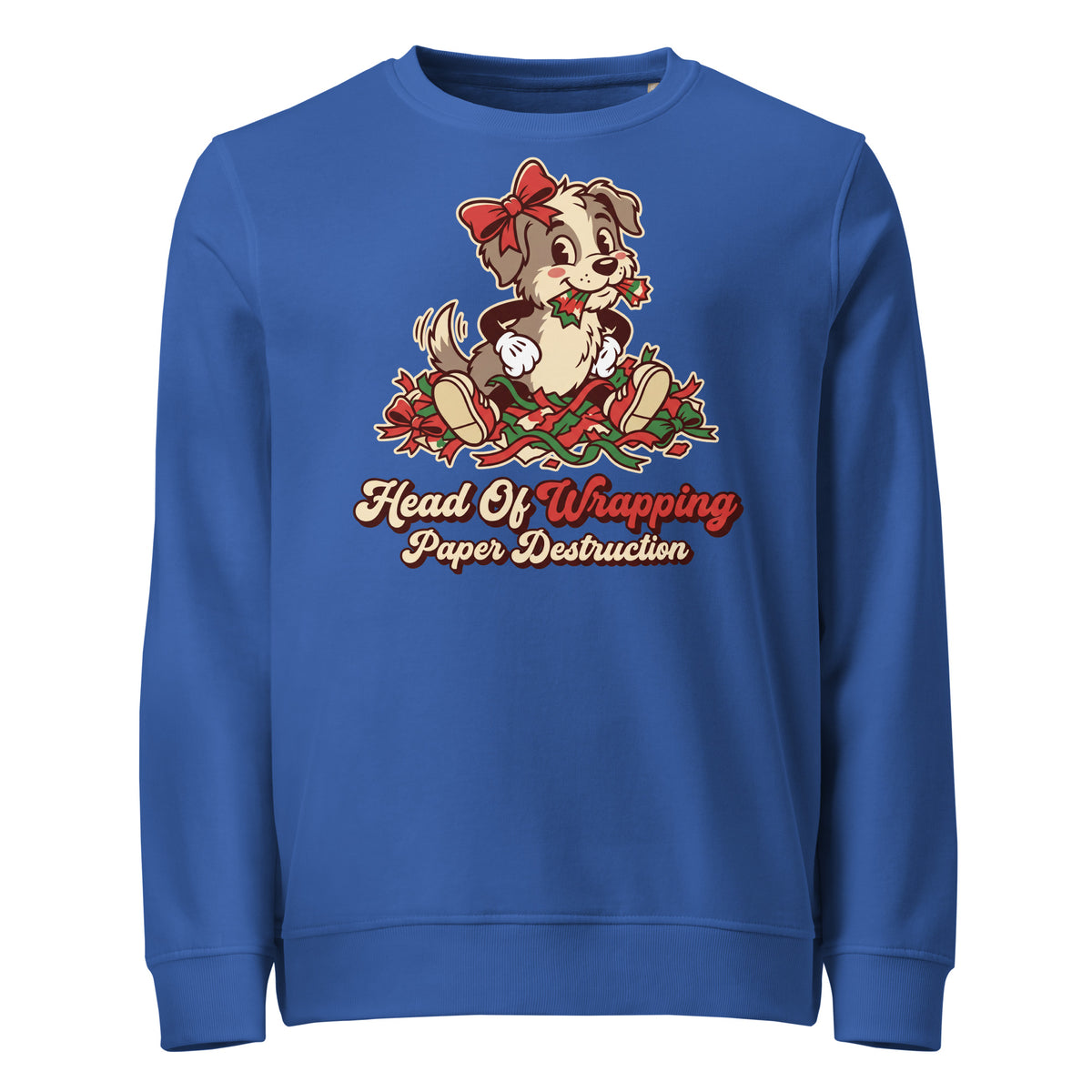 Head Of Wrapping Paper Destruction Christmas Mid-Weight Sweatshirt - Ricki Robin