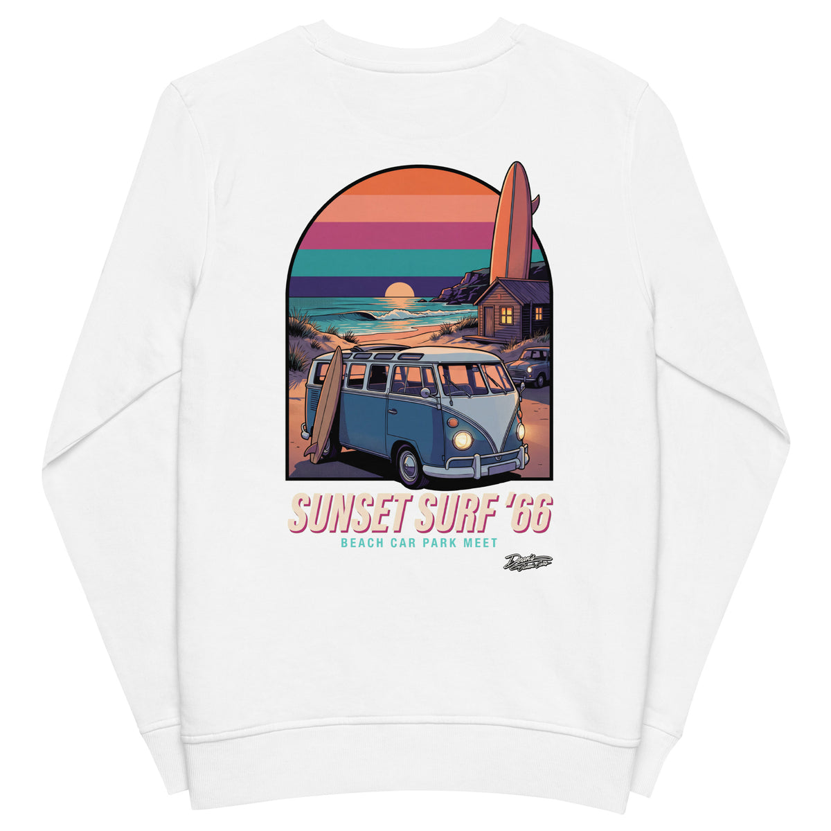 Split Screen Sunset Surf Mid-Weight Sweatshirt - Dean's Classic Cars