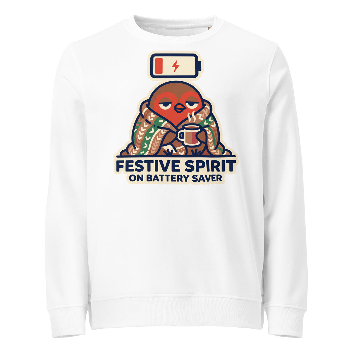 Festive Spirit On Battery Saver Christmas Mid-Weight Sweatshirt - Ricki Robin