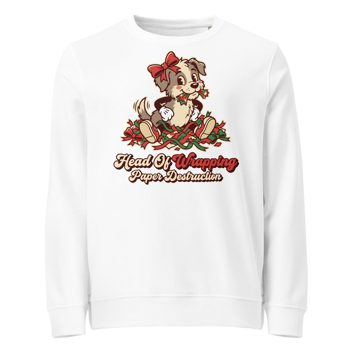 Head Of Wrapping Paper Destruction Christmas Mid-Weight Sweatshirt - Ricki Robin