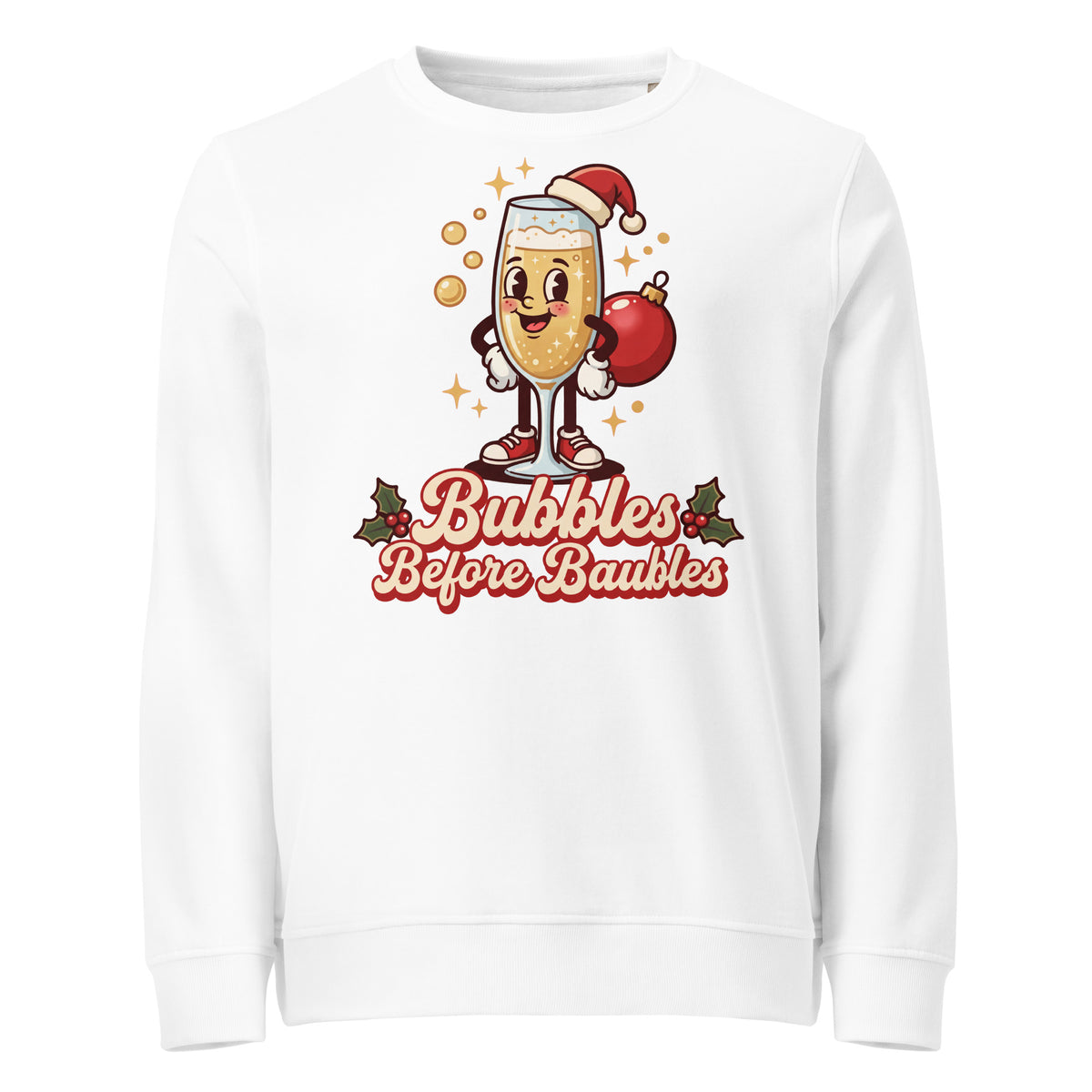 Bubbles Before Baubles Christmas Mid-Weight Sweatshirt - Ricki Robin