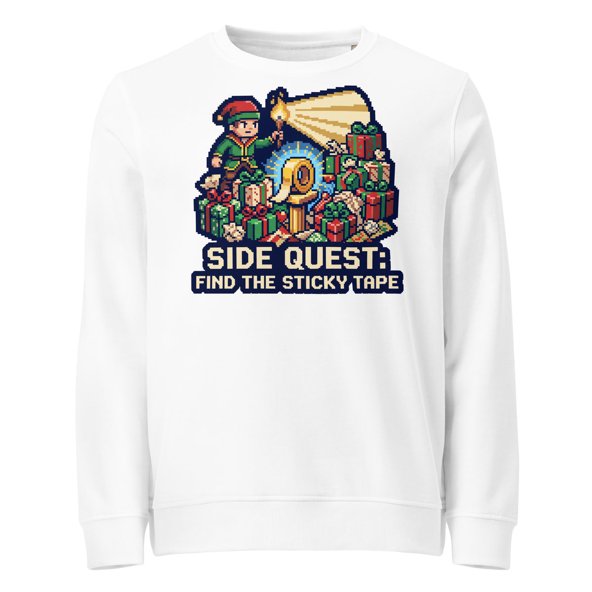 Side Quest: Find The Sticky Tape Christmas Mid-Weight Sweatshirt - Ricki Robin