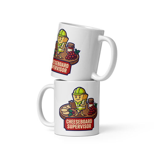 Cheeseboard Supervisor Christmas mug, front view