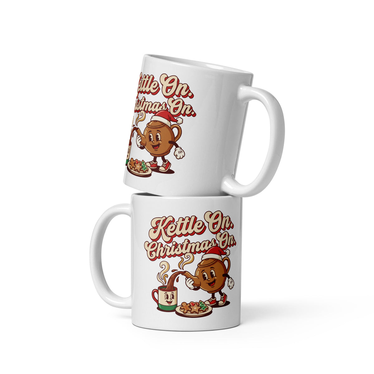 Kettle On Christmas On Christmas mug, front view