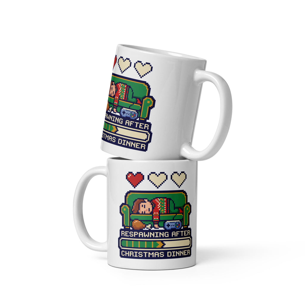 Respawning After Christmas Dinner Christmas mug, front view