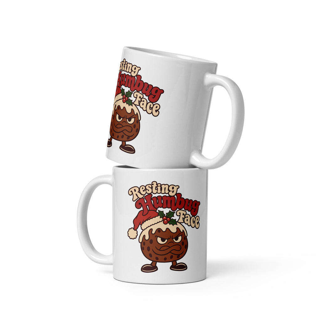 Resting Humbug Face Christmas mug, front view