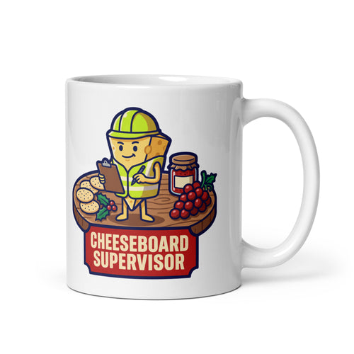 Cheeseboard Supervisor Christmas mug, handle on right