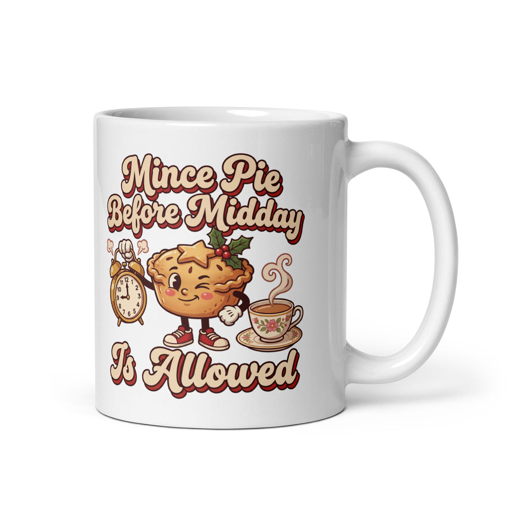 Mince Pie Before Midday Is Allowed Christmas mug, handle on right