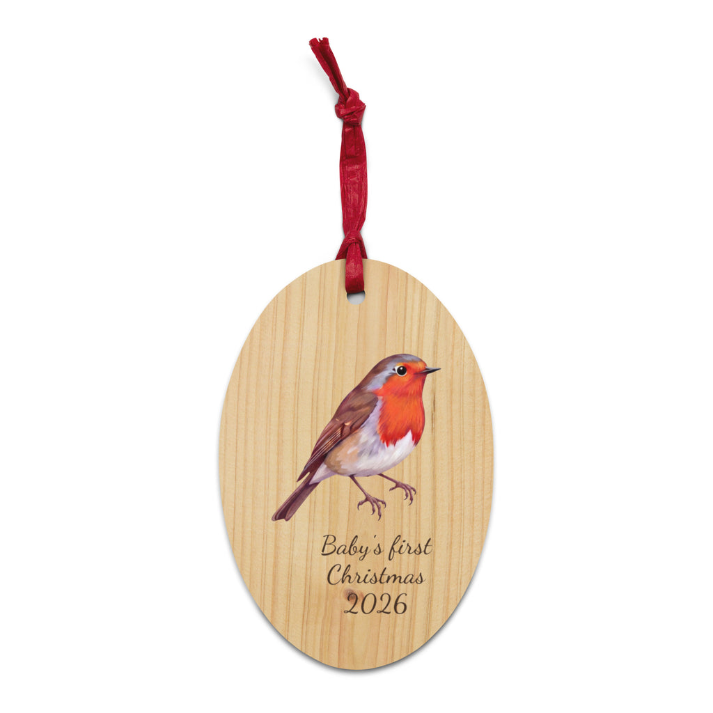 Baby's First Christmas 2026 Wooden Ornament - Ricki Robin